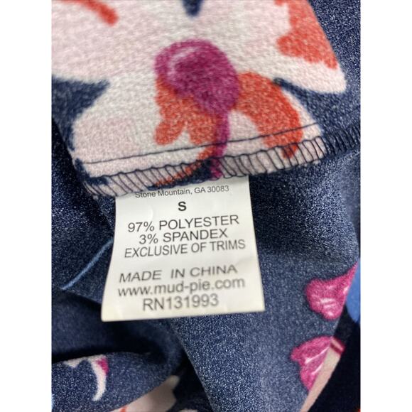 Mudpie Jumpsuit Womens Small Blue Pink Tropical Romper Shorts Pockets Summer - Picture 4 of 10